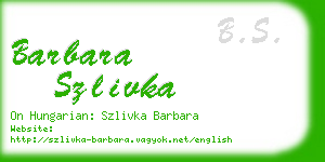 barbara szlivka business card